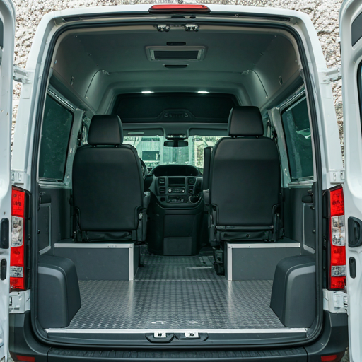 Modern medical transport van with ADA-compliant equipment